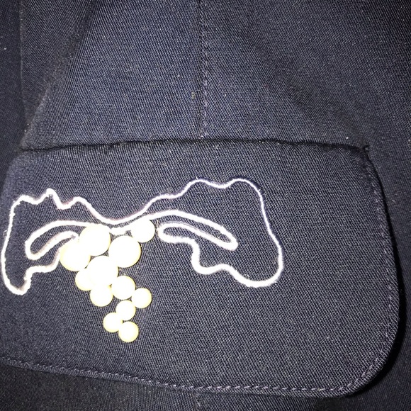 couture Navy blazer with pearl accents. - Picture 2 of 3